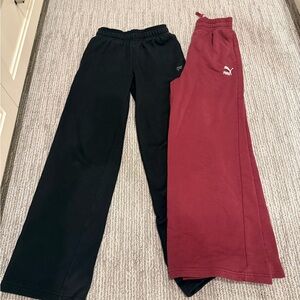 Black and Maroon long wide leg Sweatpants